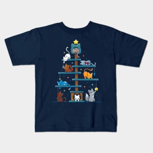 Christmas Tree House Cats Kids T-Shirt